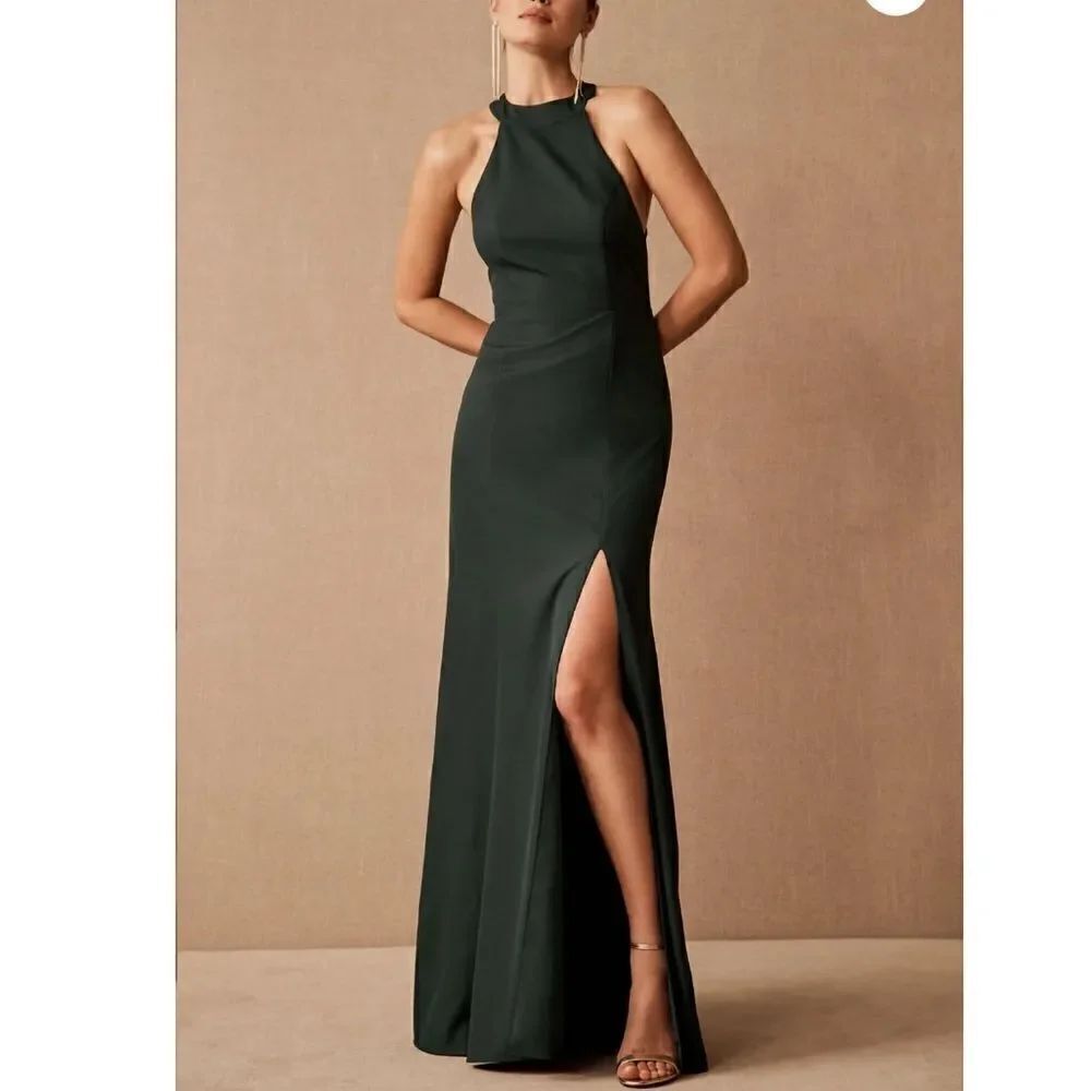 NWT BHLDN SEREPHINA CREPE MAXI DRESS Forest Size 10
